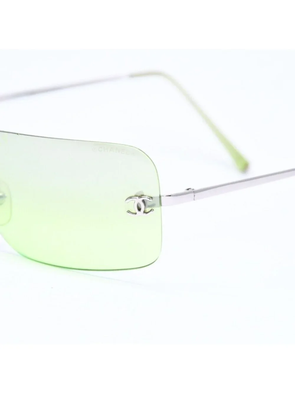 Chanel Rimless Sunglasses Eyewear CC Logo Green